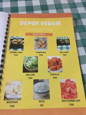 Updated Menu at Depot Veggie in Yogyakarta
