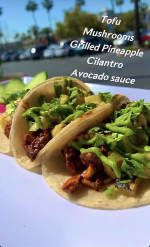  Vegetarian tacos! at Greens N Things in Brea