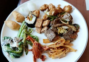 plate filled with food from the buffet at Tteul Ahn Chae in Suwon