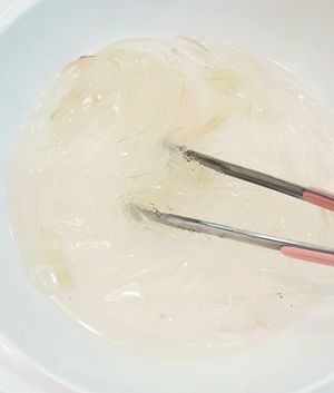 Slices of fresh aloe vera (very slimy!) at Tteul Ahn Chae in Suwon