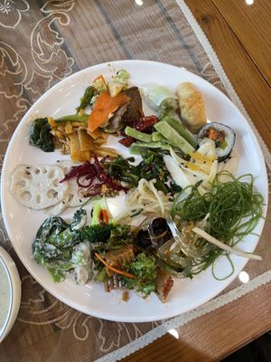 I tasted all of menu and couldn’t place on one plate.😄  at Tteul Ahn Chae in Suwon