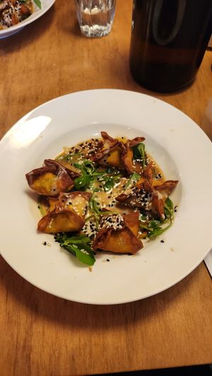 Pea and edamame dumplings, not amazing but okay at Hapi in Albury