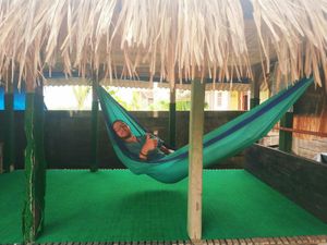 Nap after amazing food at Maruf Devi Rasta Cafe in Medewi