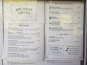 Brunch menu at Victoria Bar in Portland
