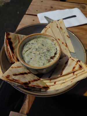 Vegan artichoke spinach dip whuttt at Victoria Bar in Portland