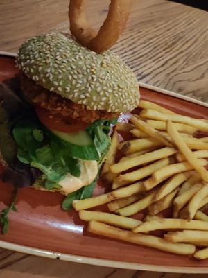 Main; vegan chicken burger at Slot Oostende in Goes