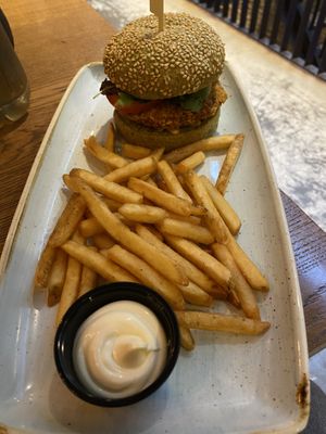 Chicken burger at Slot Oostende in Goes