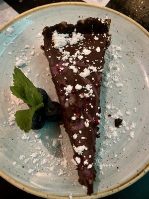 Vegan chocolate raspberry pie  at Slot Oostende in Goes
