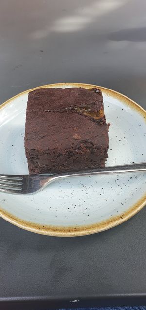 Vegan and glutenfree brownie, very tasty! at Slot Oostende in Goes