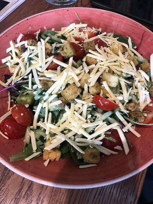 Healthy salad with cheese and croutons at Slot Oostende in Goes