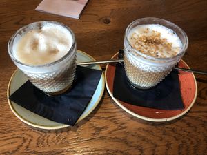 Latte's with soy milk and hazelnut and caramel syrup.  at Slot Oostende in Goes