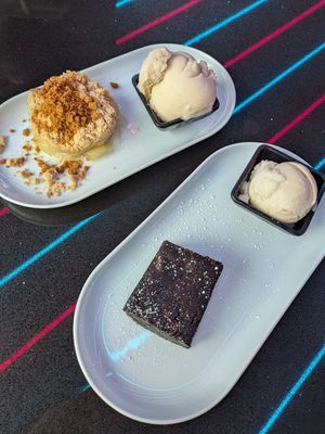 Apple crumble and brownie at Rassam's Creamery in Sheffield