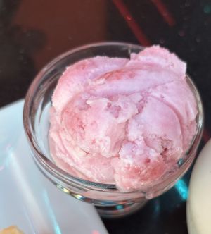 Vegan Strawberry Ice Cream  at Rassam's Creamery in Sheffield