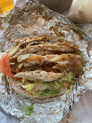 Vegan Jerk Chick’n on a Pita  at Nicky's of Beverly in Chicago