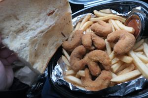 Vegan Shrimp Dinner (replaced the salad with more fries) at Nicky's of Beverly in Chicago