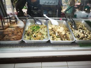 Food selection at Eat J One Meal in Chiang Mai