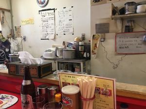 Cute counter seating  at Tokkyu Ramen in Kyoto