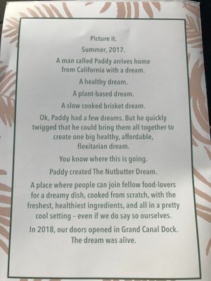 Menu at Nutbutter in Dublin