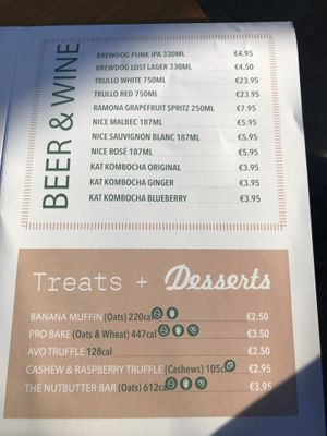 Menu at Nutbutter in Dublin