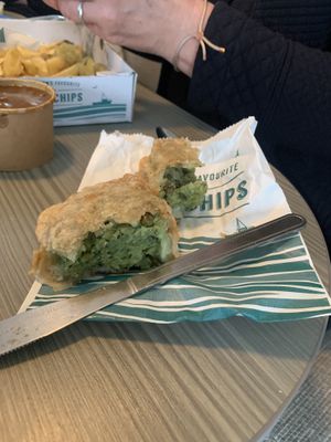 Pea bomb fritterr  at Chesil Chippie in Portland