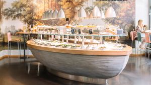 Vegetarian and vegan buffet with over 40 home-made salads and hot dishes. at Tibits in Basel