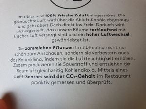 Menu at Tibits in Basel