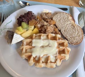 vegan waffle, vegan cheese & more  at Tibits in Basel