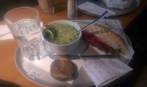 Soup and sandwich at Tibits in Basel