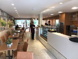 Service counter with open balcony at the back at Labecca - Asa Sul in Brasilia