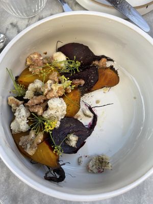 Red and yellow beet with walnuts at Camion in Antwerpen