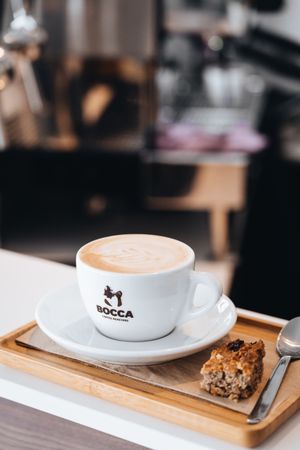 Delicious organic BOCCA coffee with a homemade cookie  at Camion in Antwerpen