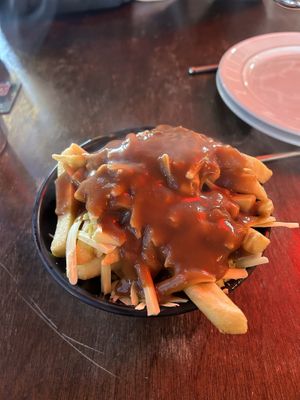 Vegan poutine  at Fat Badgers Pizza Bar in Queenstown
