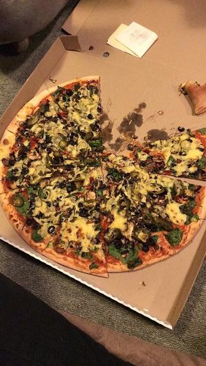 Vegan pizza at Fat Badgers Pizza Bar in Queenstown