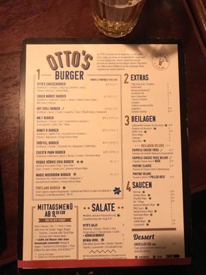 Karte at Otto's Burger - Lange Reihe in Hamburg
