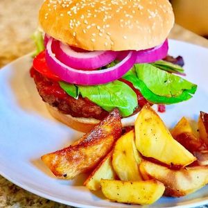 Vegan burger at Tanjarine Kitchen - Food Truck in New Orleans