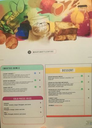 Menu back at Ray's Bottle of Joe in Jakarta