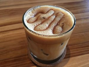 Salted caramel latte at Ray's Bottle of Joe in Jakarta