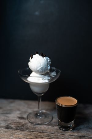 Vegan Italian affogato with a homemade coconut ice cream & a shot of espresso at Friendship Concept in Pai