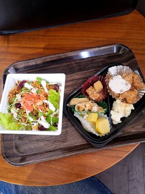 Taco rice and vegan karaage bento at Evah Dining Macrobiotic - Tenjin in Fukuoka