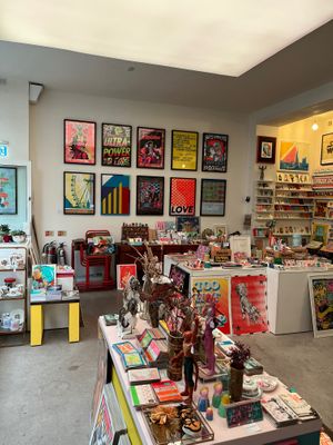 Store full of vibrant colors and fun art and tchotchkes  at Carbon Fresh in London