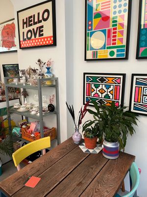 The only table. Two chairs.  at Carbon Fresh in London