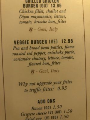 Vegan burger at LHR - Oriel Grand Brasserie - T3 in West London