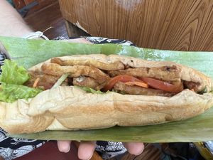 Takeaway tofu and veg sandwich   at Bar How in Huay Xai