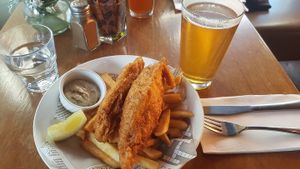 Vegan fish and chips  at Halo in Queenstown