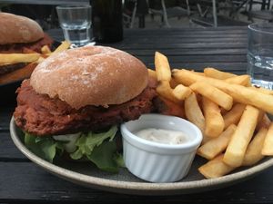 Main: Chickpea & kumara burger - Vegan Tuesday at Halo in Queenstown