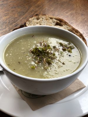 Potato and leek soup at Halo in Queenstown