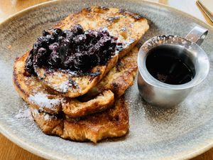 French toast with blueberry compote at Halo in Queenstown