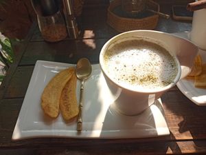 Matcha latte soy milk at Coffee Stains in Pai