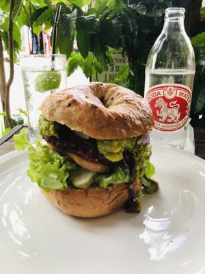 Vegan bagel   at Coffee Stains in Pai