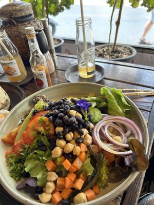 Kombucha 120 and salad 190  at Coffee Stains in Pai